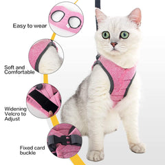 HEYWEAN arnés gato 360-grados, distribución de presión en pecho y espalda para caminar con confianza.