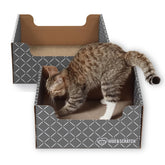 Hide & Scratch caja-gato diamante gris oscuro protege muebles y ofrece juego seguro.