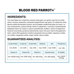 Mezcla de ingredientes clave para realzar el color y la salud del pez loro