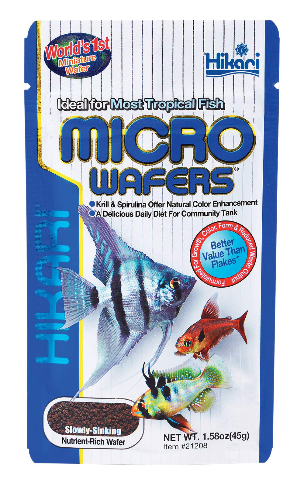 Hikari Obleas Micro, envase en primer plano, alimento balanceado para peces.