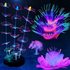 HIKTIQIW coral ventosa fluorescente, brillo suave para acuario