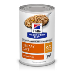 Hill's Prescription Diet c/d Multicare, lata de 385 ml con pollo, apoya la salud urinaria.