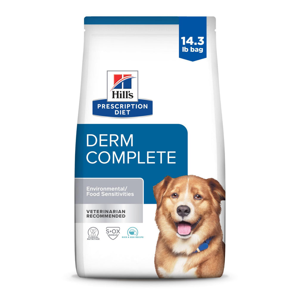 Hill's Derm Complete: tazón de alimento para perro, arroz y huevo