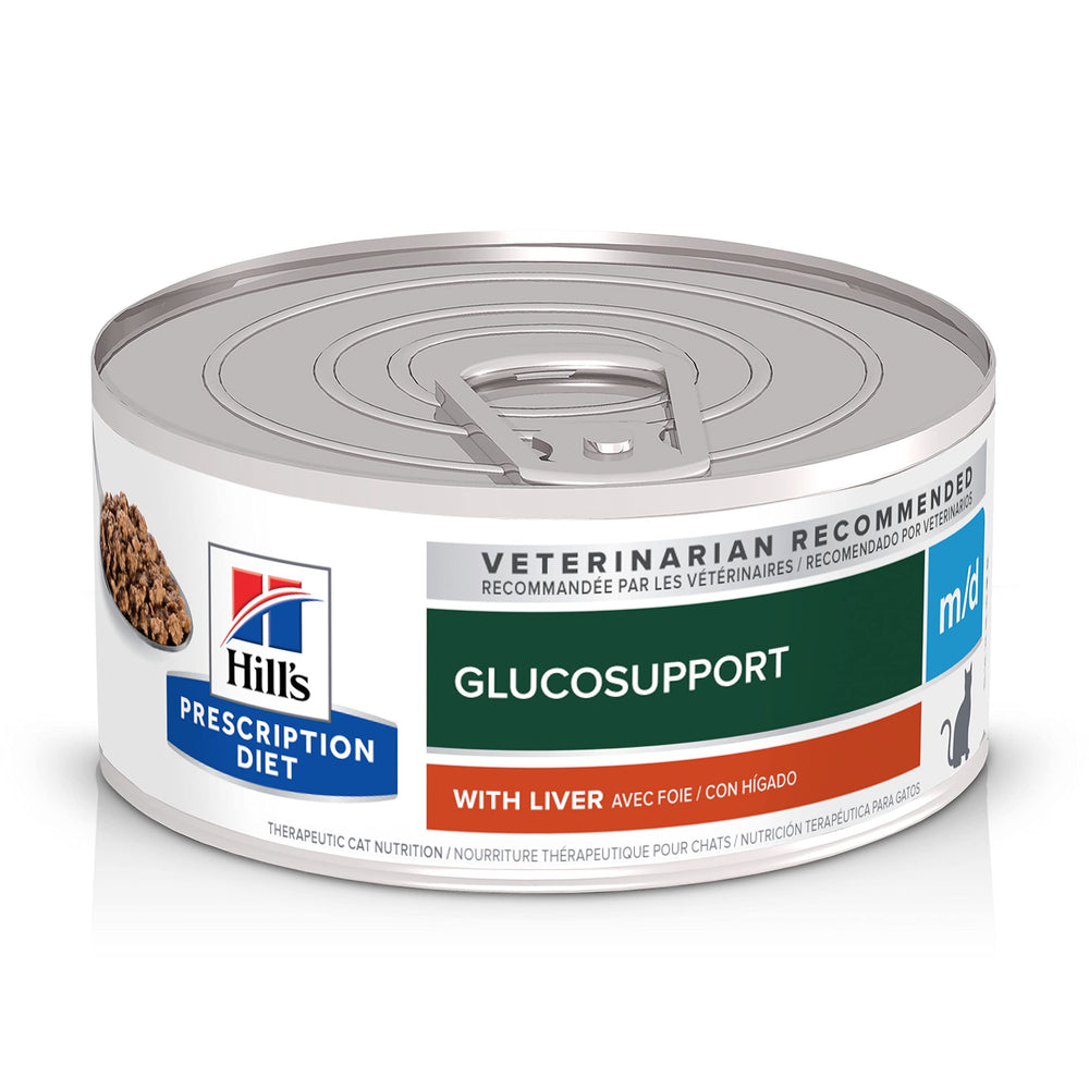 Hill's Prescription Diet m/d GlucoSupport, lata de hĂgado, apoyo para control de glucosa.