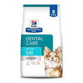 Hill's Prescription Diet t/d bolsa 5 lb, croquetas sabor pollo para perros pequeños.