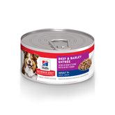 Hill's Science Diet Adult 7+: lata de res y cebada, alimento húmedo para perros mayores