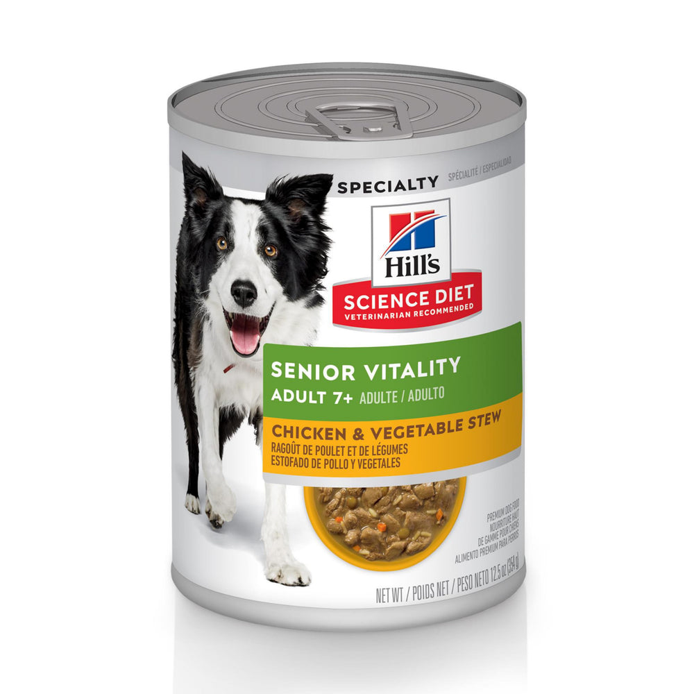 Hill's Science Diet estofado pollo y verduras en lata 12.5 onzas para perros mayores; vitalidad diaria.