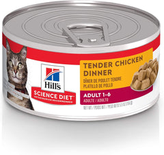 Hill's Science Diet Gato Adulto Estofado de Pollo, textura jugosa para soporte muscular.