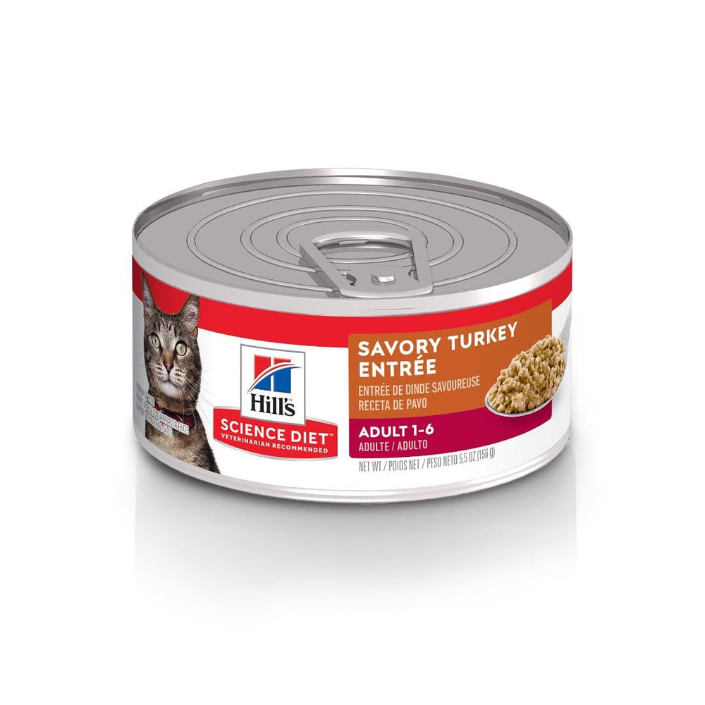 Hill's Science Diet Adulto Gato Pavo Lata 5,5 onzas 24u: proteína de alta calidad para músculo