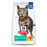 Hill's Science Diet Perfect Weight frente a bolsa, empaque para control de peso.