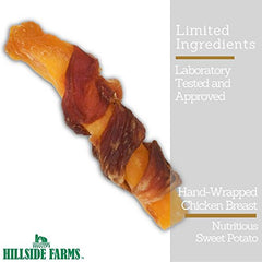 Hillside Farms perro disfrutando snack de tiras, ideal para entrenamiento suave