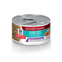 Hill's Science Diet Senior 11+ lata de atún con zanahoria, sabor sabroso para gatos mayores