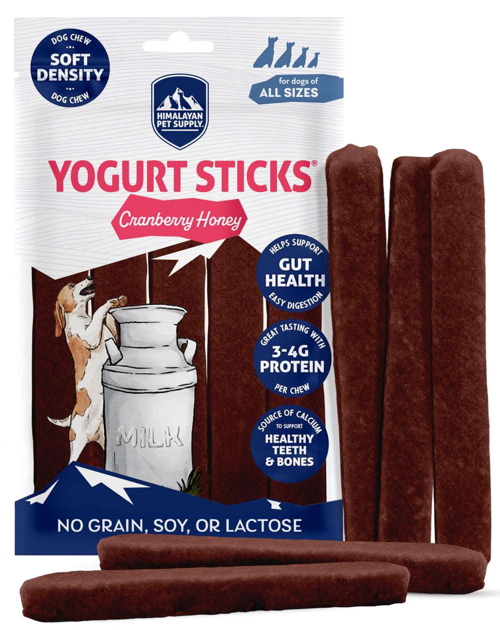Himalayan Dog Chew Stick Yogur Cranberry Honey: sabor delicioso y apoyo digestivo suave.