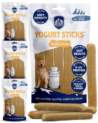 Himalayan Dog Chew Yogurt Sticks empaque visible, snack natural para perros.