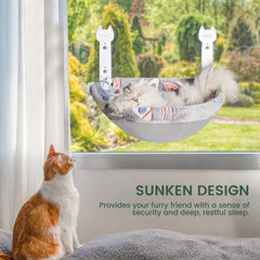 HiPetpy colchon-ventana-gato-plegable: se guarda sin interferir con cortinas.