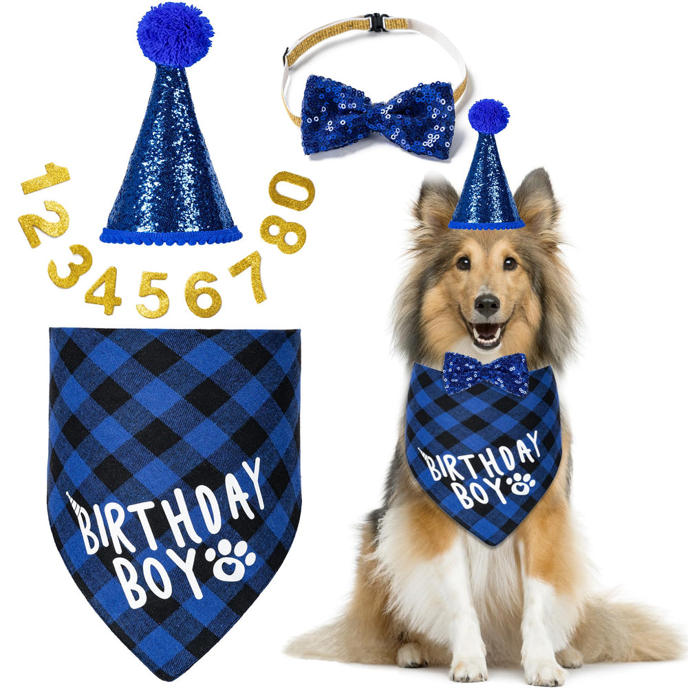 Set de fiesta Hoewina para perro azul, ideal para fotos de cumpleaños