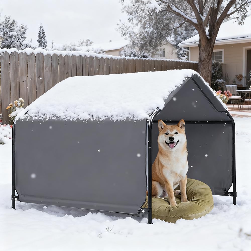 Hohuqeri estructura de acero resistente para sombra exterior del perro, duradera ante el clima.