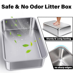Holintan caja de arena de acero inoxidable, dimensiones XL para varios felinos