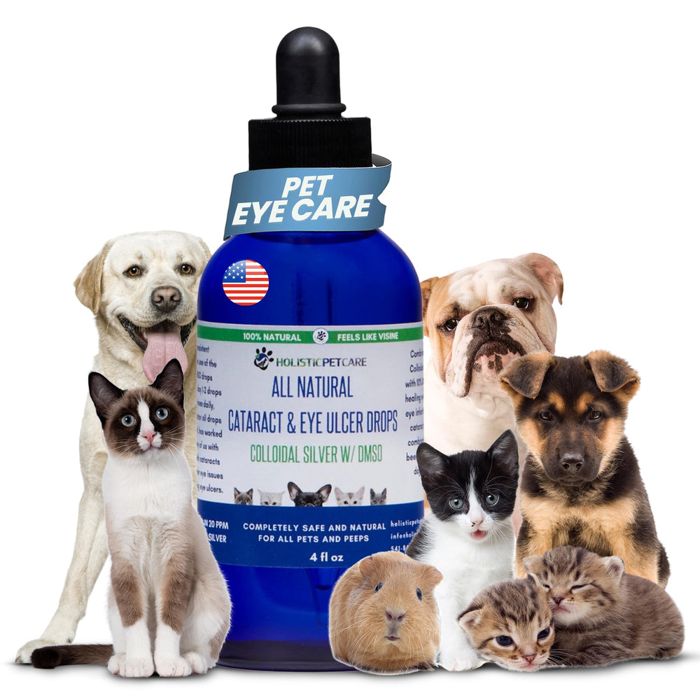 Holistic Pet Care, botella 4oz, gotas para ojo; cuidado natural para ojos sanos.