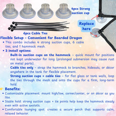 Homedy Crafts hamaca dragón barbudo en malla suave, soporte cómodo para barriga y garras.