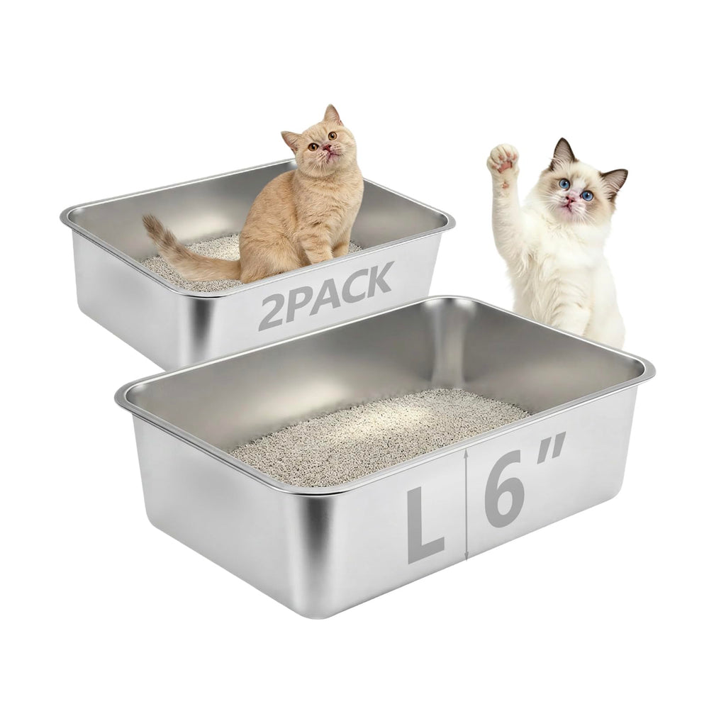 Homegroove, caja lítter acero inoxidable, 2-paquetes, duradera y fácil de limpiar.