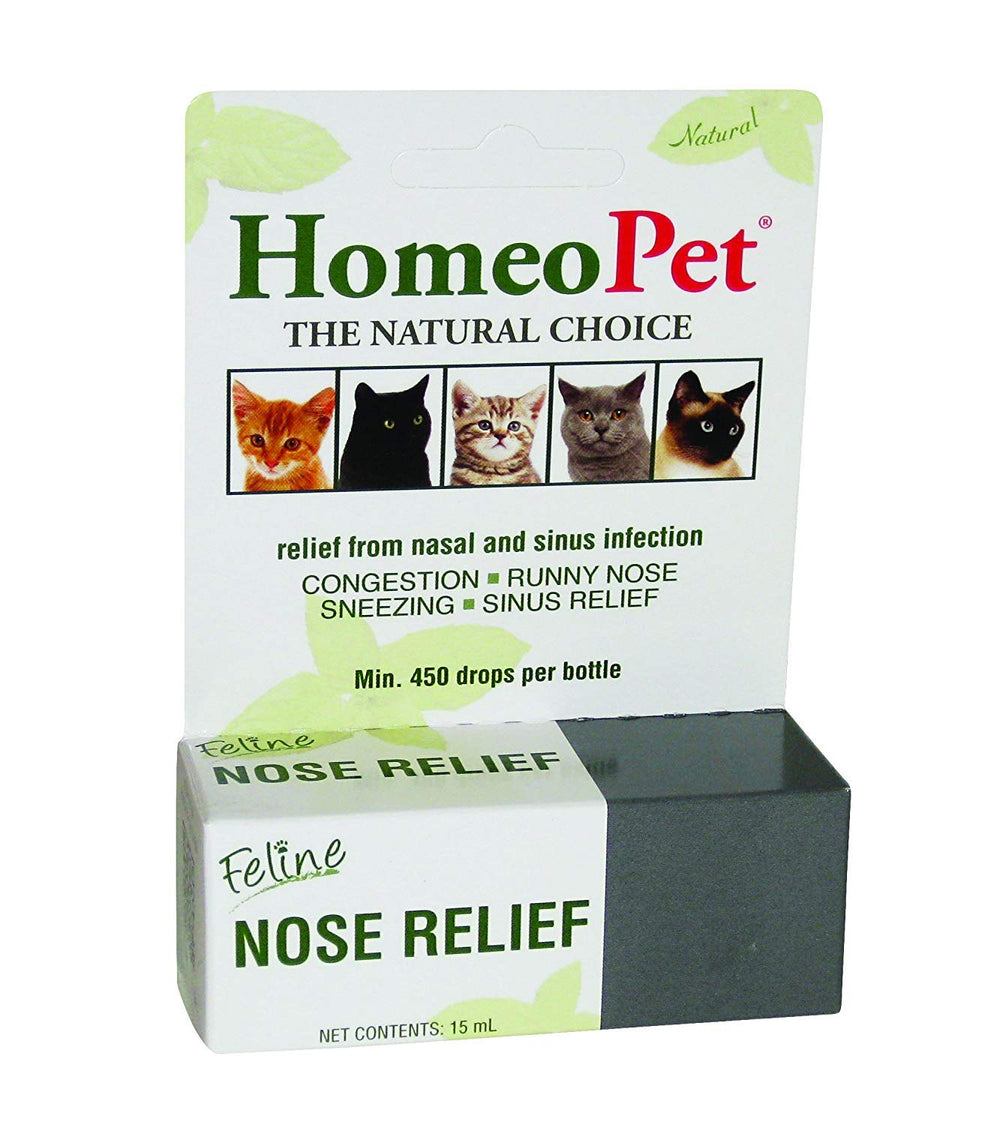 HomeoPet Nose Relief: dosis directa en boca para alivio nasal suave en gatos.