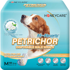 HONEY CARE protector desechable para perro macho mediano, vista de empaque.