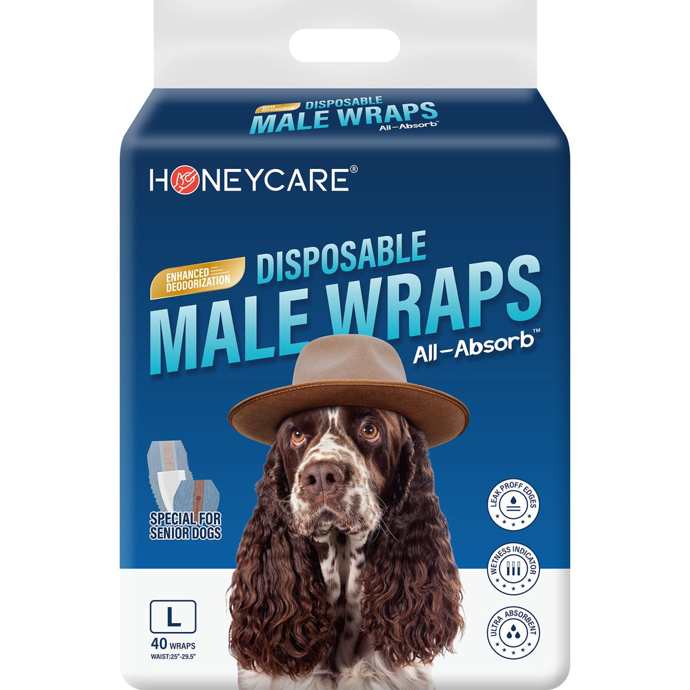 Honeycare envoltura masculina con ajuste seguro para perros grandes y confort diario.