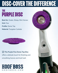 Hoof Boss disco grano fino tungsteno para terminar la pezuña sin calor.