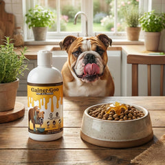 Etiqueta del Gainer-GOO de Horizon Animal Care: ingredientes naturales y sin conservantes artificiales.
