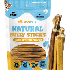 hotspot pets palitos de res 6 pulgadas lote 10: masticación saludable para perros medianos
