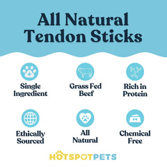 Hotspot Pets tendones de ternera sin aditivos en empaque de 1 libra para golosina natural.