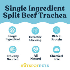 Textura masticable de tráquea de res natural para juego diario con Hotspot Pets
