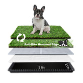 HQ4US 4LEGS: pasto artificial con borde cosido para limpieza rápida
