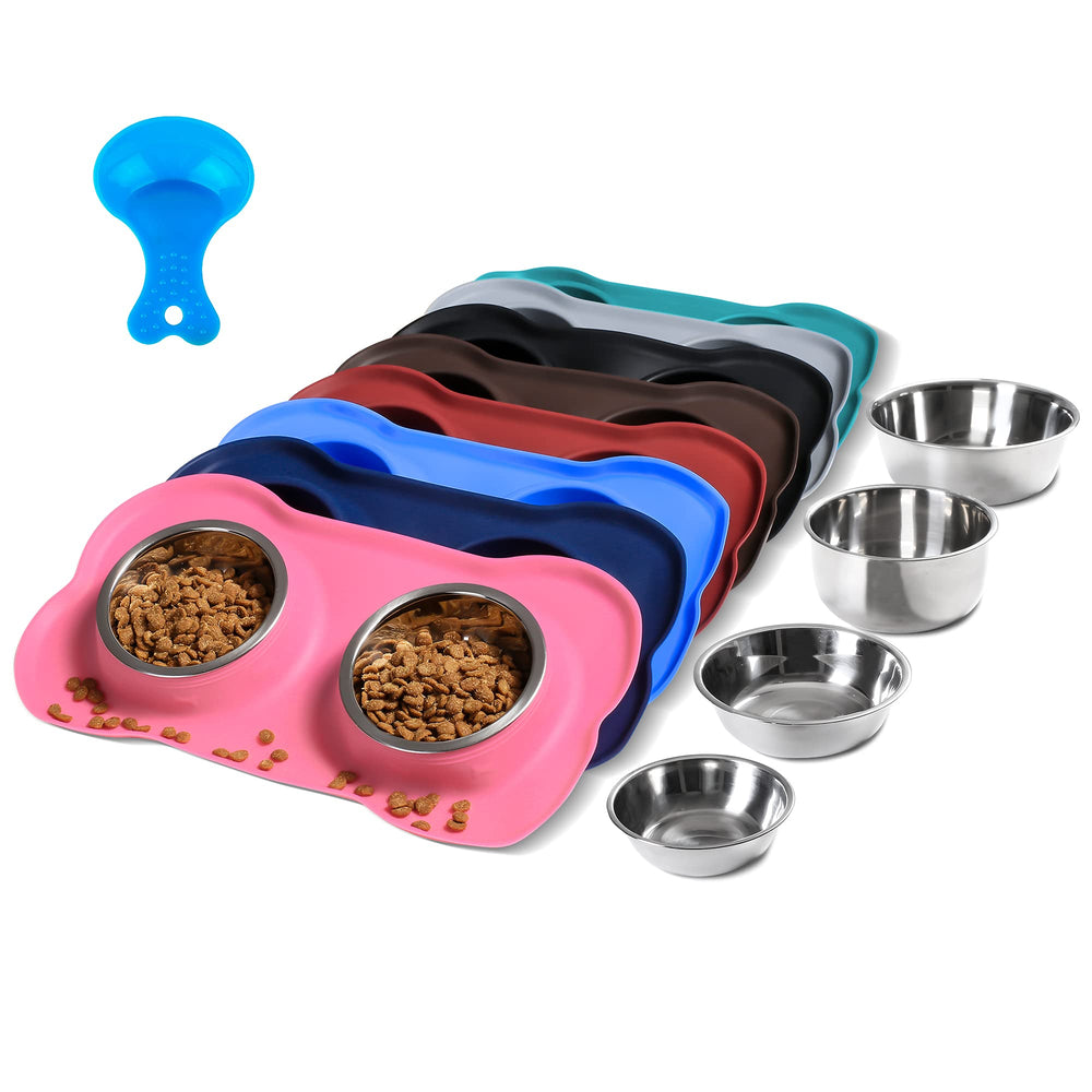 Conjunto Hubulk de cuencos para perros, doble, acero inoxidable, sin derrames.