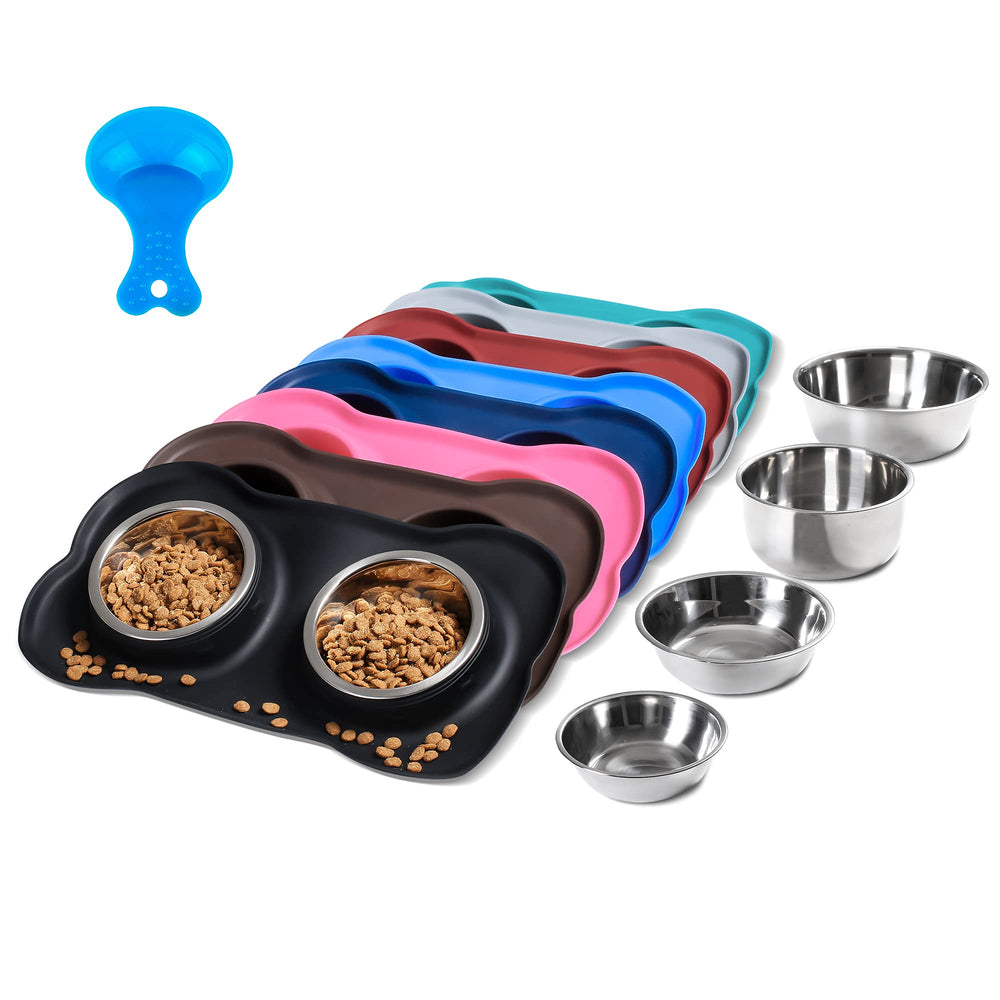 Hubulk tazones de acero inoxidable, dos piezas para alimentar a dos mascotas sin desorden