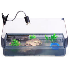 Tanque grande HYPESIDE para tortugas con paredes acrílicas y vista de 360°.