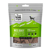 I and love and you Nice Jerky Bites: carne-res y cordero, snack proteico para perros