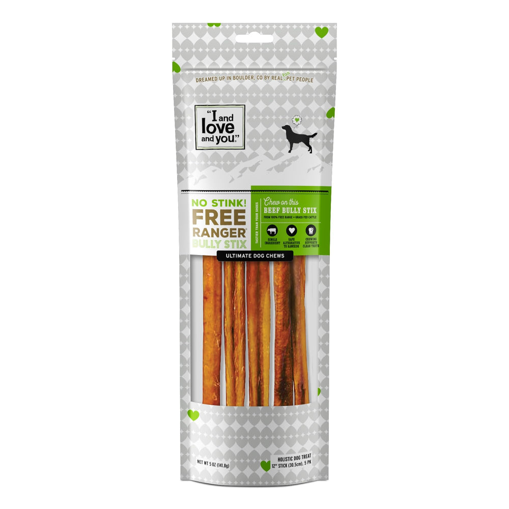 I AND LOVE AND YOU No Stink Ranger Bully Stix 12pulgadas: masticación limpia y agradable para perros