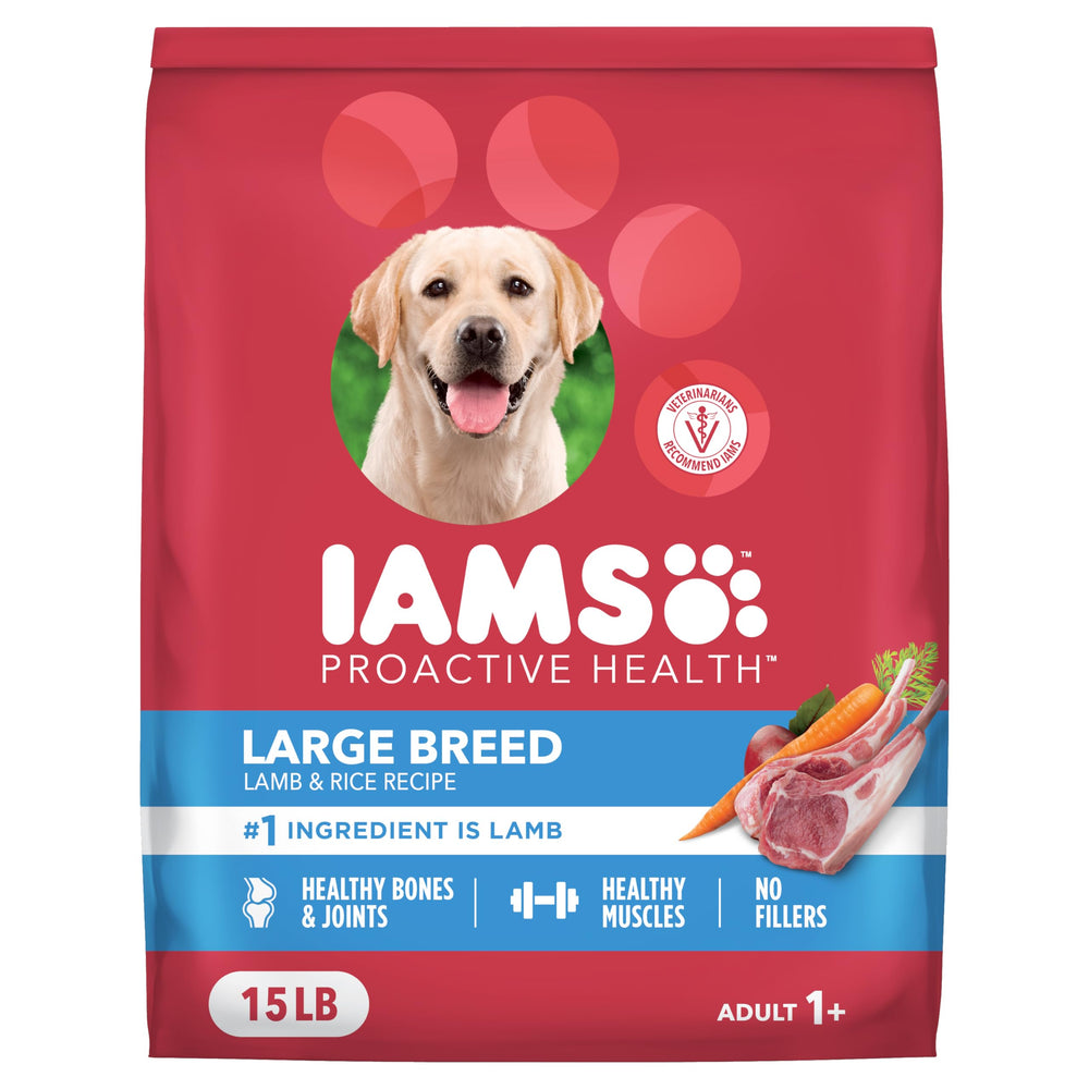 IAMS Salud Proactiva para perros grandes, croquetas de cordero y arroz, apoyo muscular.