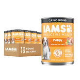 IAMS Proactive Health Puppy, lata para cachorros con pollo real para energía.