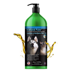 Iceland Pure aceite sardina-anchoa con bomba, dosificación diaria fácil para mascotas