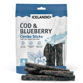 Icelandic+ Bastones con bacalao y arándano; empaque de 2oz; snack natural para perros