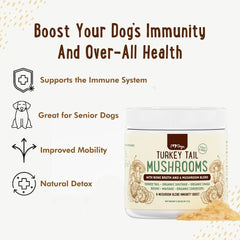 iHeartDogs hongos cola-de-pavo para perros en polvo, apoyo inmune y bienestar general