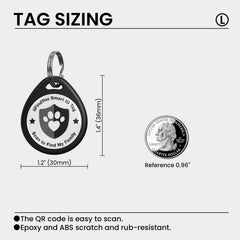 La etiqueta para collar ilFindYou con código QR de lectura fácil.