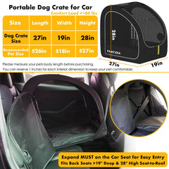 PAWZIDEA Transportín portátil para perros en coche (mediano–grande, hasta 36 kg)