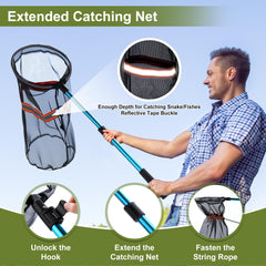 Qualirey Snake Catcher Set: 50-Inch Tongs and 40-60 cm Extendable Net