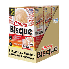 INABA Churu Bisque para gatos, puré cremoso, ideal como complemento sabroso para la comida.
