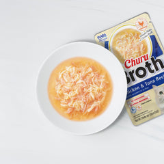 INABA Churu Caldo para gatos, trozos de atún, complemento delicioso para la comida.