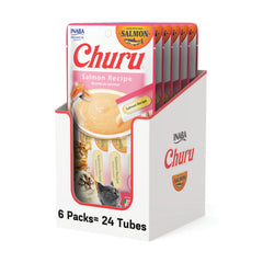 INABA Churu Salmón, pack de 24 tubos, premio diario para tu gato.